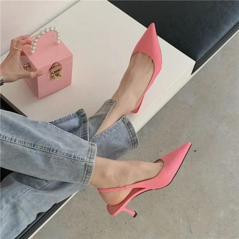 Fashion Pointed Toe Women Sandals 2025 New Arrivals Black White Silver Summer Dress Shoes Thin High Heels Elastic Band Ladies Party Mule