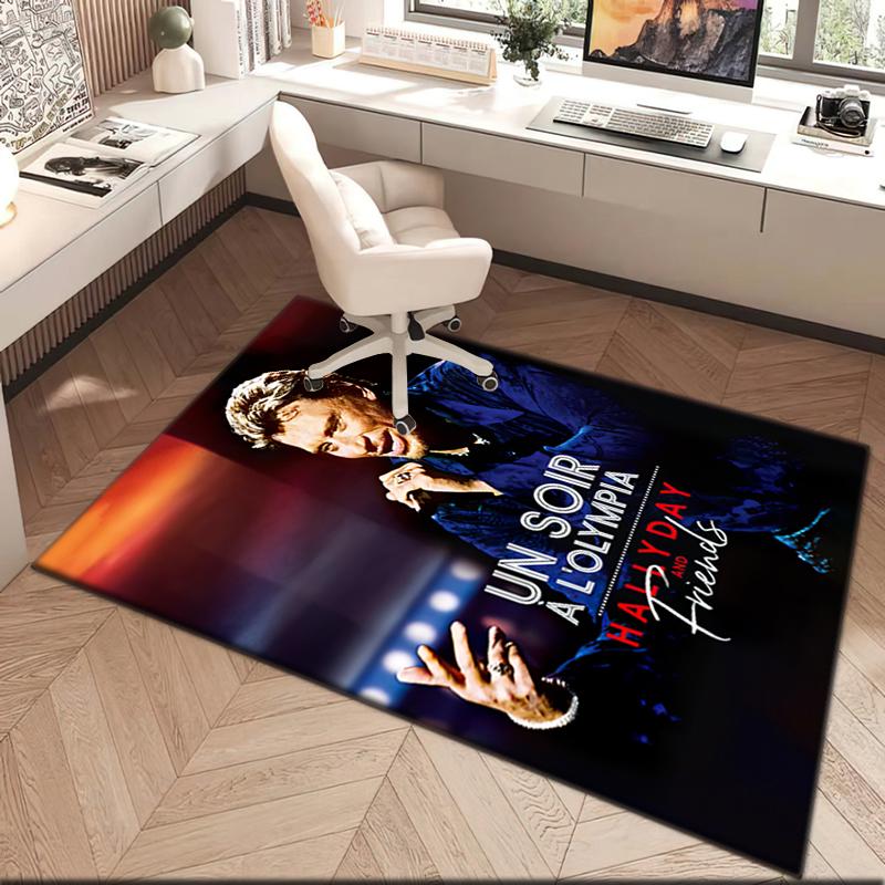 1 Stück Der Goldene Legende von Johnny Hallyday Teppich für Wohnzimmer Schlafzimmer Zuhause Sofadekoration, Kinder spielen Rutschfeste Fußmatte