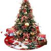Festive Snowflake Santa Tree Skirt - Red Christmas Felt Mat with Anti-Slip Backing, Decorative & Protective Tree Base Cover