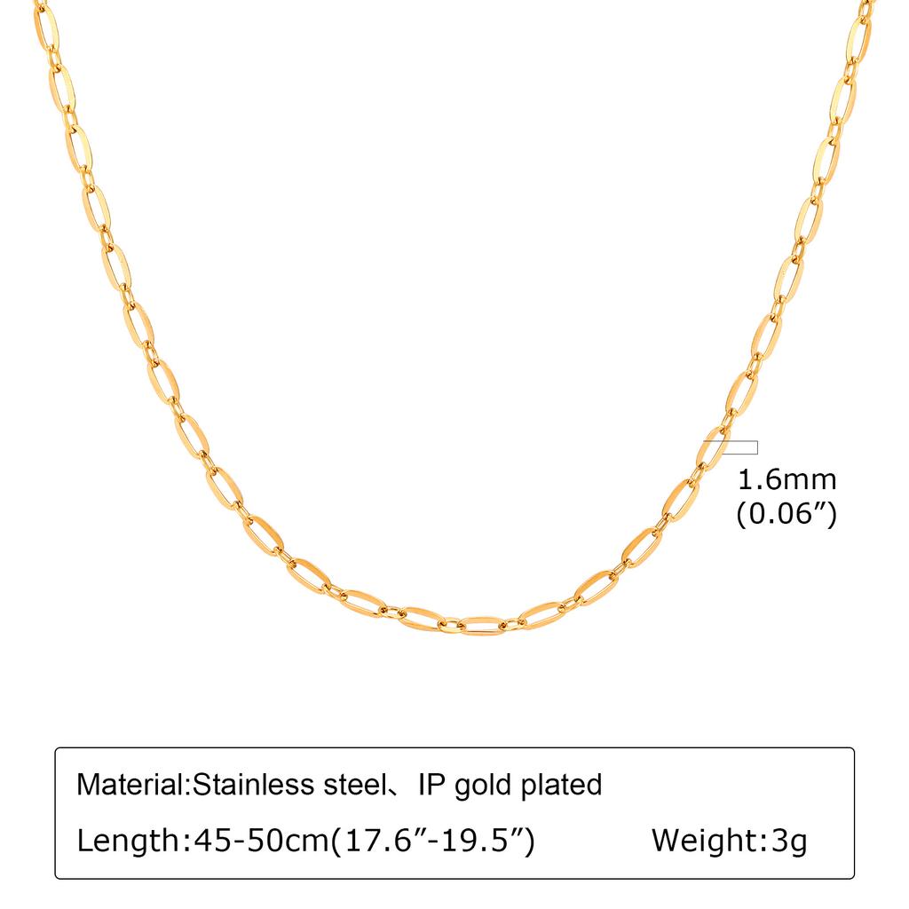 Edelstahl Gliederkette Halskette für Damen, Einfache 18 Karat Vergoldete Dünne Halskette, Minimalistischer Wasserdichter Schmuck