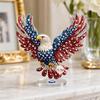 Eagle Tabletop Ornament, 360° Spinning Patriotic Acrylic Display with American Flag & Stars, High-Definition July 4th Independence Day Decor for