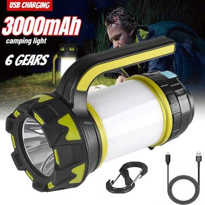 Portable Multifunctional T6 LED Hiking Lantern Out Camp Lamp 6 Modes Emergency Lights USB Rechargeable Waterproof Flashlight