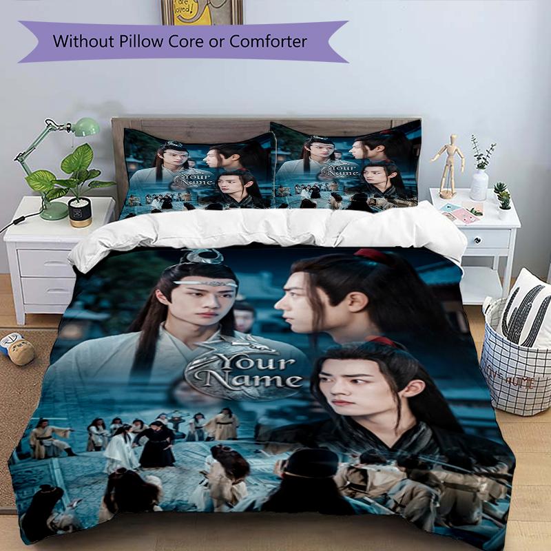 3pcs Custom Name Printed Bedding Set Duvet Cover Closure Includes 1 Duvet Cover & 2 Pillowcases, Soft and Comfortable for All Seasons.