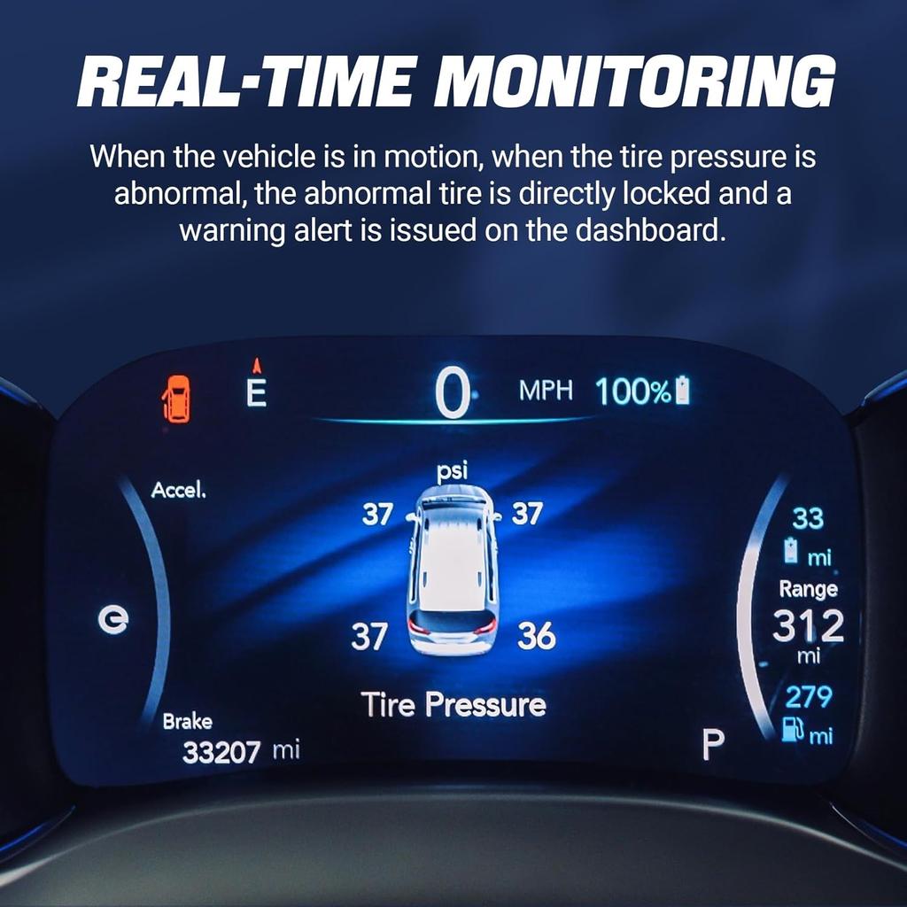 TPMS Sensor GM, 4 Pack 315MHz Tire Pressure Monitoring System Sensor Compatible For Chevy Silverado GMC Cadillac Buick, Replaces# 13586335 13581558