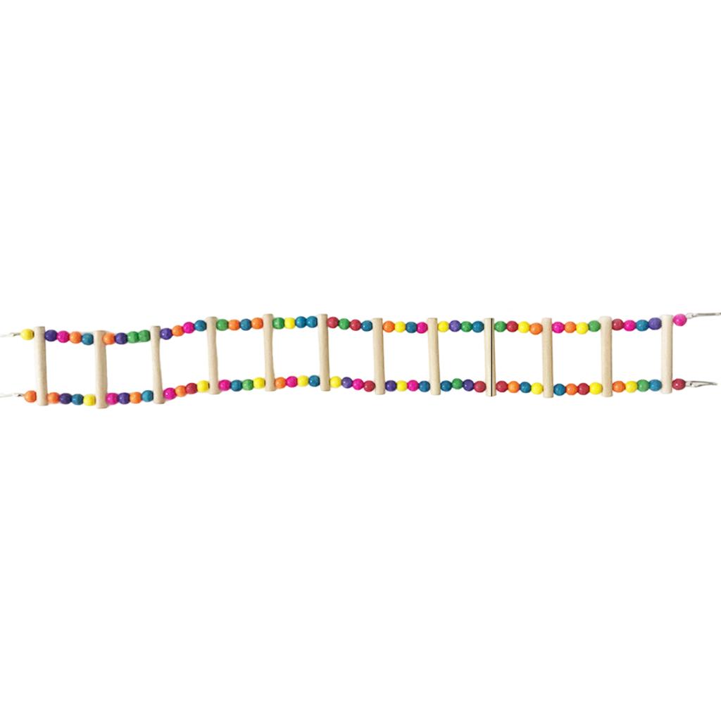 Natural Wooden Bird Ladder Climbing Toy for Small To Medium Birds Parrot Perch Hanging Ladder with Metal Hooks Durable Safe Material