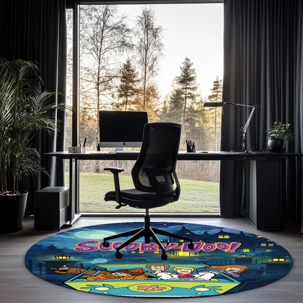 Scooby-Doo Printed Round Rug Carpet Chair Rug Area Rug Entryway Doormats,for Office Chair Living Room Bedroom Kitchen Room.
