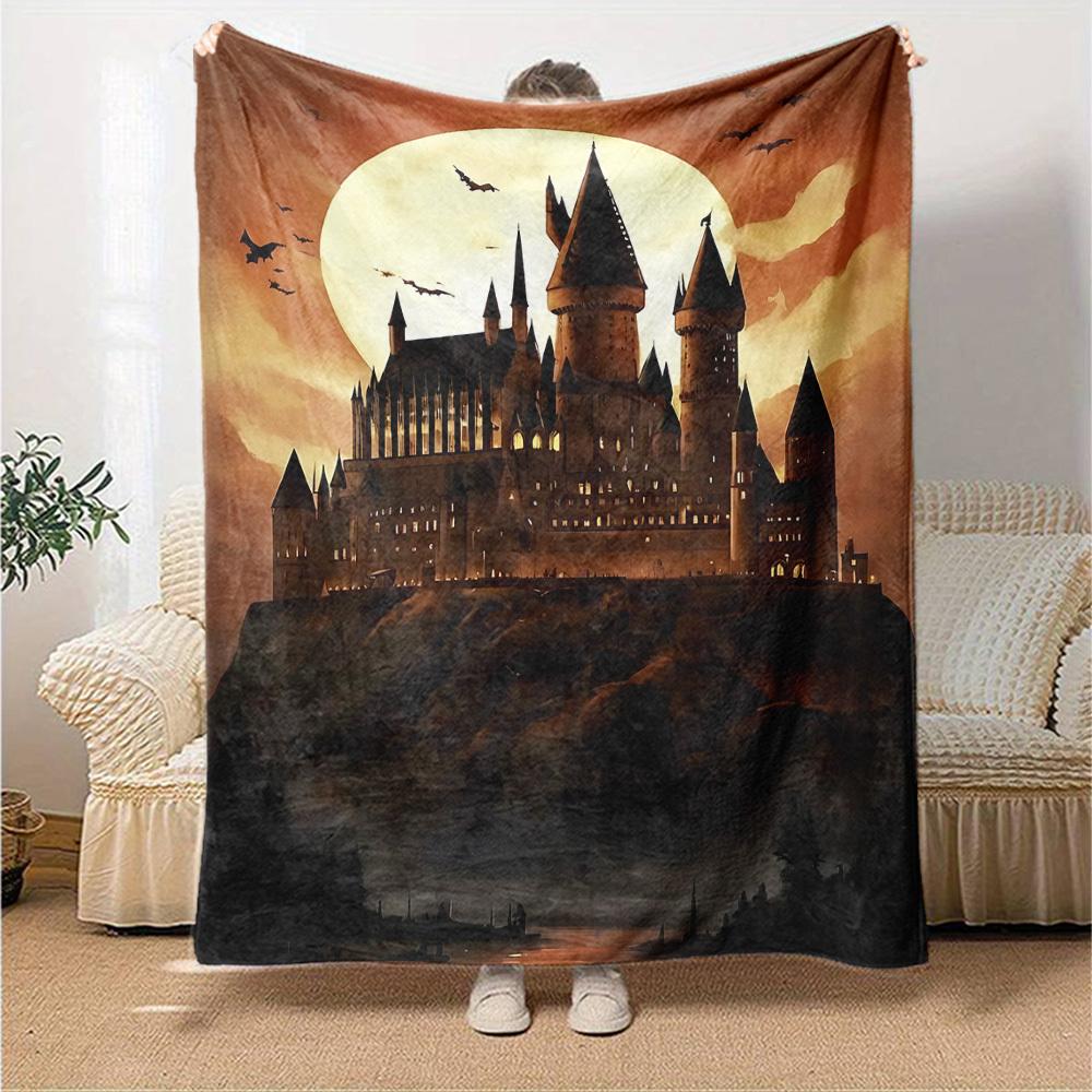 1pc castle moon Flannel Blanket Soft Warm Throw for Home, Office, Travel, All Season Cozy Bedding Gift, Office