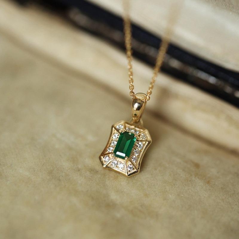Ciondolo collana zircone smeraldo imperiale - gioielli di design vintage, di nicchia