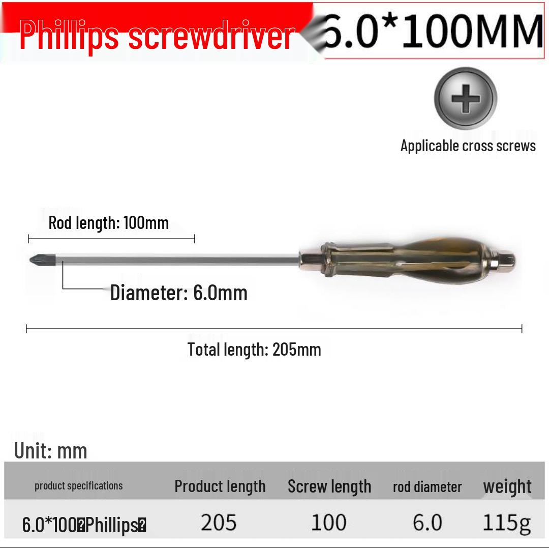 Сверхдлинная молотковая отвертка из легированной стали промышленного класса - Крестовая и шлицевая