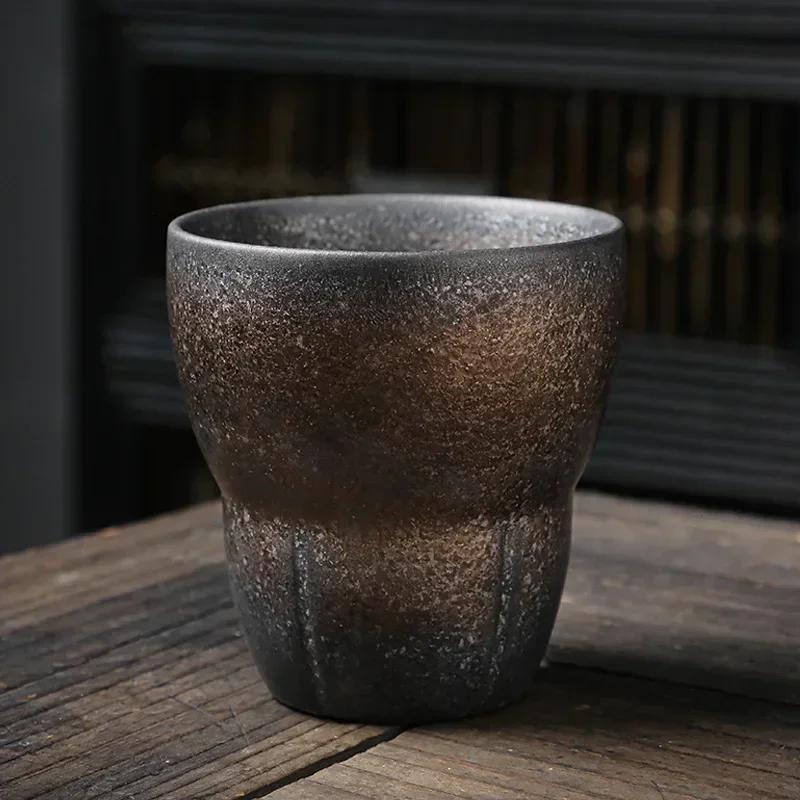 170M Japanese Style Coarse Pottery Espresso Coffee Cup Vintage Ceramic Kung Fu Tea Cup Home Breakfast Cup