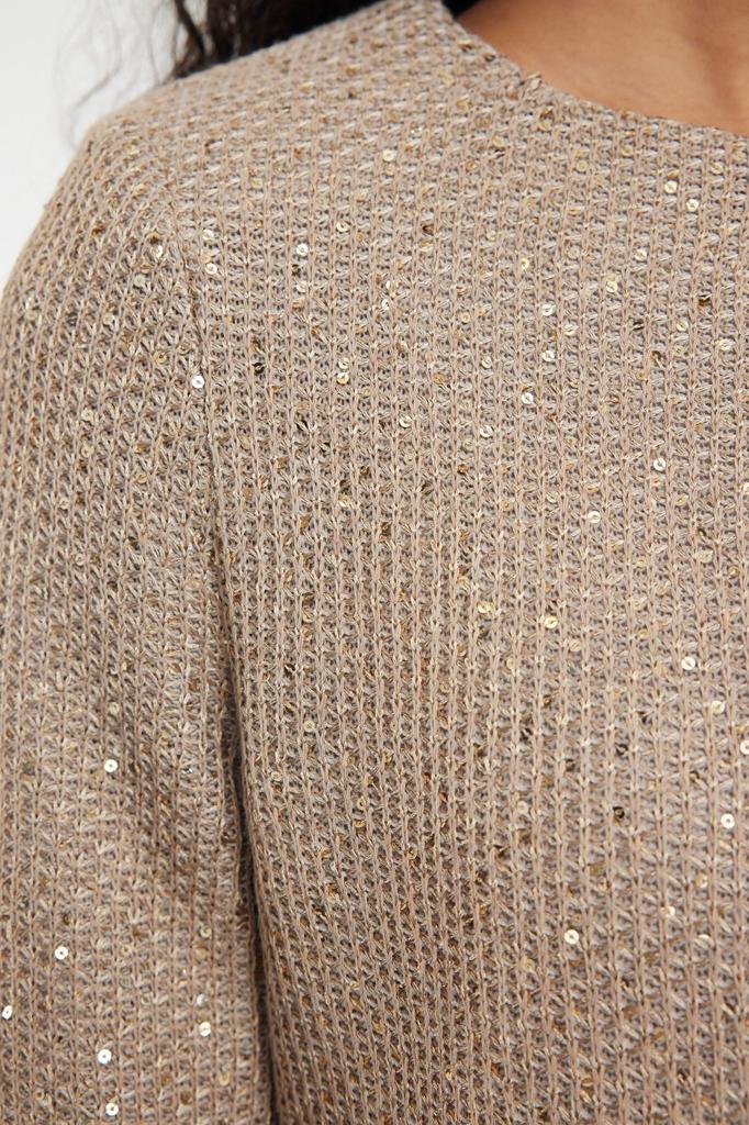 Modischer, stilvoller Damen-Cardigan in Schwarz mit bauchfreiem Futter und Pailletten und detailliertem Jacken-Look. Strick-Cardigan