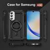 For Samsung Galaxy A36 5G Case Compatible with MagSafe Metal Lens Frame Kickstand PC+TPU Mobile Cover
