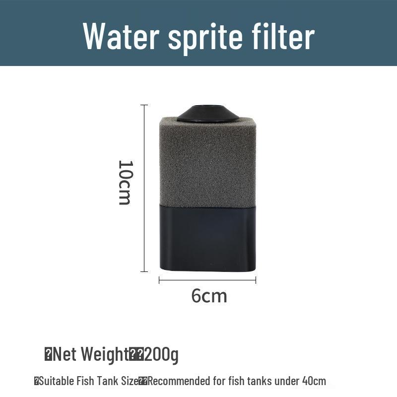 Water Sprite Pneumatic Fish Tank Filter: Anti-Air Lift, Oxygenation, Waste Sucker for Small Tanks