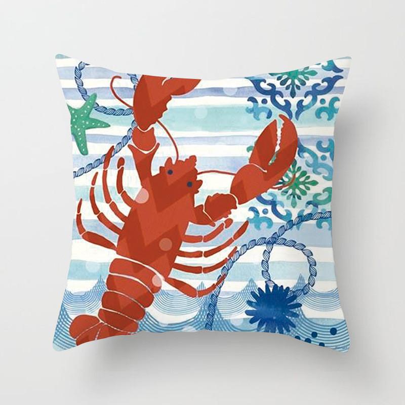 45x45cm Mediterranean Style Sea Animal Mermaid Digital Printed Peach Skin Pillowcase Home Sofa Cushion Cover