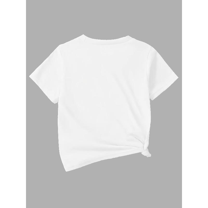 Europäische Größe Mädchen Rundhals Kurzarm T-Shirt mit Honigbienen-Musterdruck