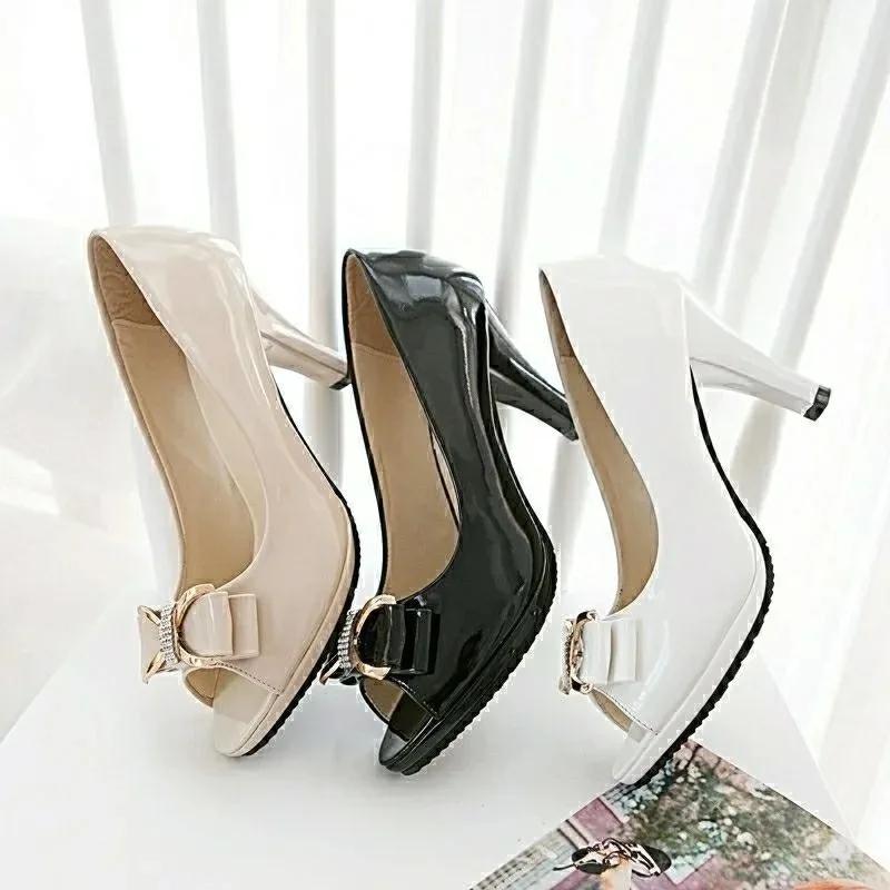 Women's Sandals 2024 Female Stiletto High Heel Shoes for Women Sexy Open Toe Fish Mouth Shoes Woman Bowknot Party Sandals Ladies