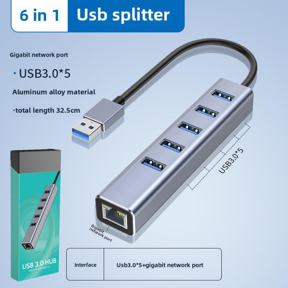 Hub USB 3 0 Gigabit Ethernet 4 Porturi Splitter cu Adaptor Tip C pentru Extindere Rețea Laptop PC