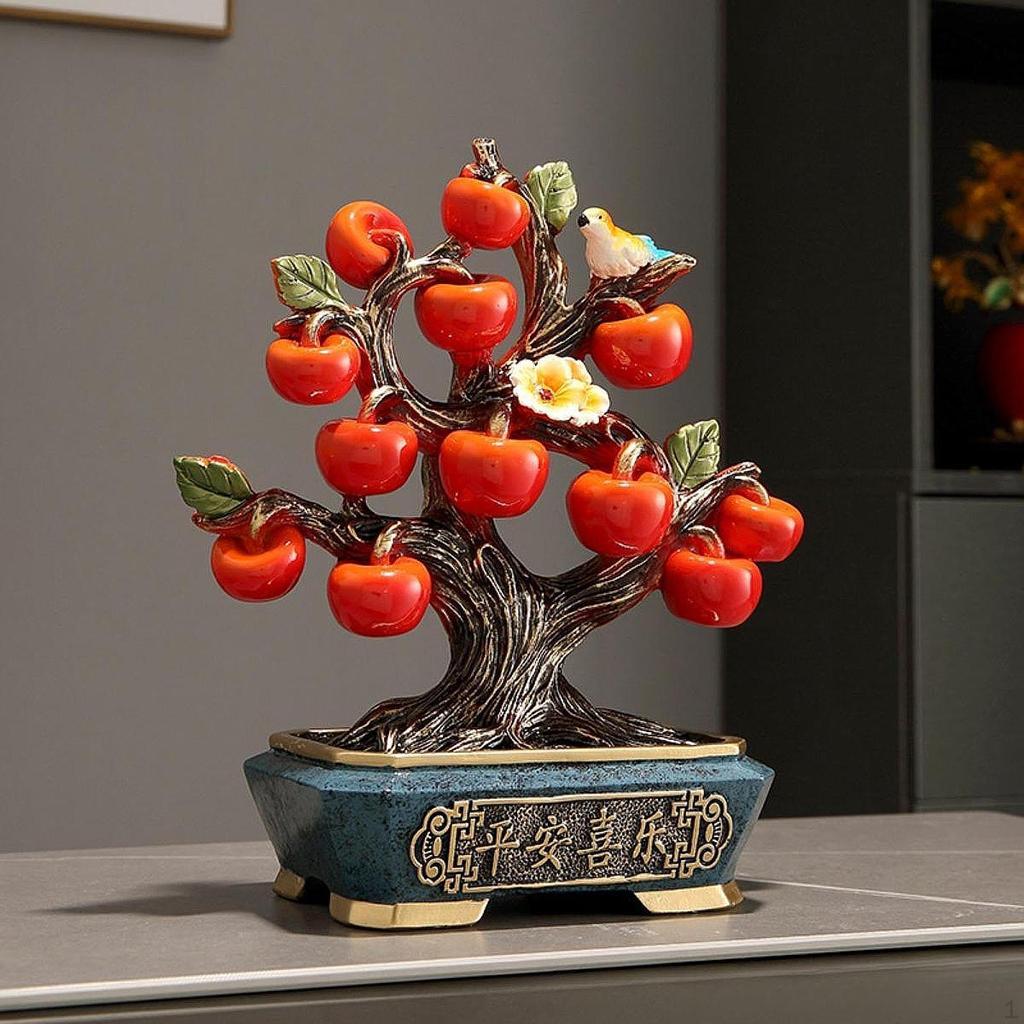 Apple Tree Figurine Tabletop Decor for Spring Festival Home Accent
