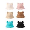 Lovely Cat Ears Fisherman Hat Women's Spring Summer Versatile Cute Girl Ins Sunscreen Pure Color Round Top Basin Hat Trendy
