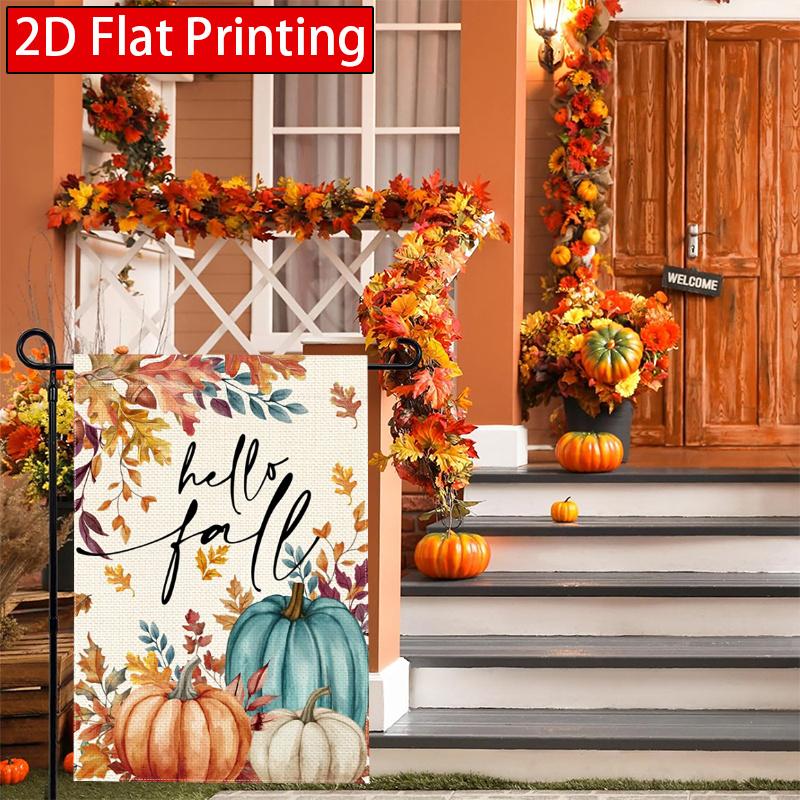 2D Flat - 2D Flat Happy Autumn Pumpkin Thanksgiving Garden Flag Outdoor Garden Flag, Double-Sided Home Decoration Courtyard Decoration Outdoor Decora
