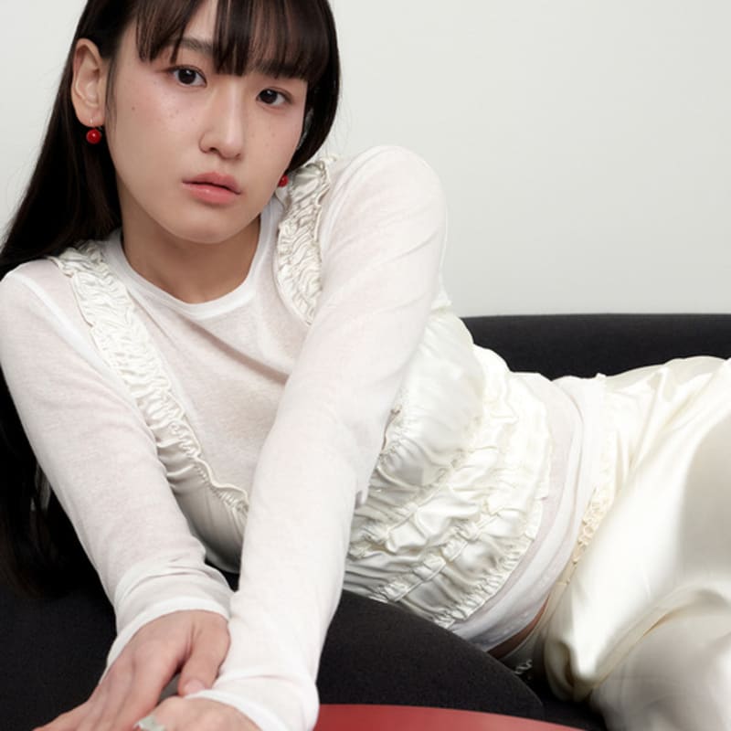 geegee [silver925] red ball hook earring