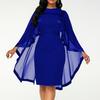 Dress Mesh Stitching Slim-fit Polyester Women Fashion Cape Dress for Banquet