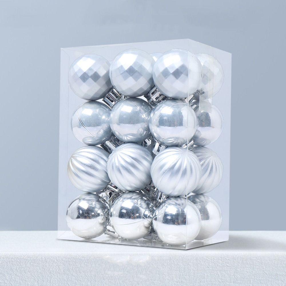 24pcs Crafts 3cm Christmas Ball Set Delicate Creative Christmas Tree Pendant Painted Waterproof Hanging Ornament Gift