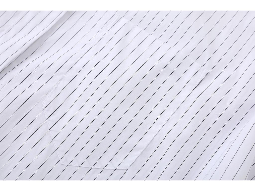 In Stock: 2026 Spring Fashionable Versatile Bud Sleeves Cotton Striped Shirt Top for Women