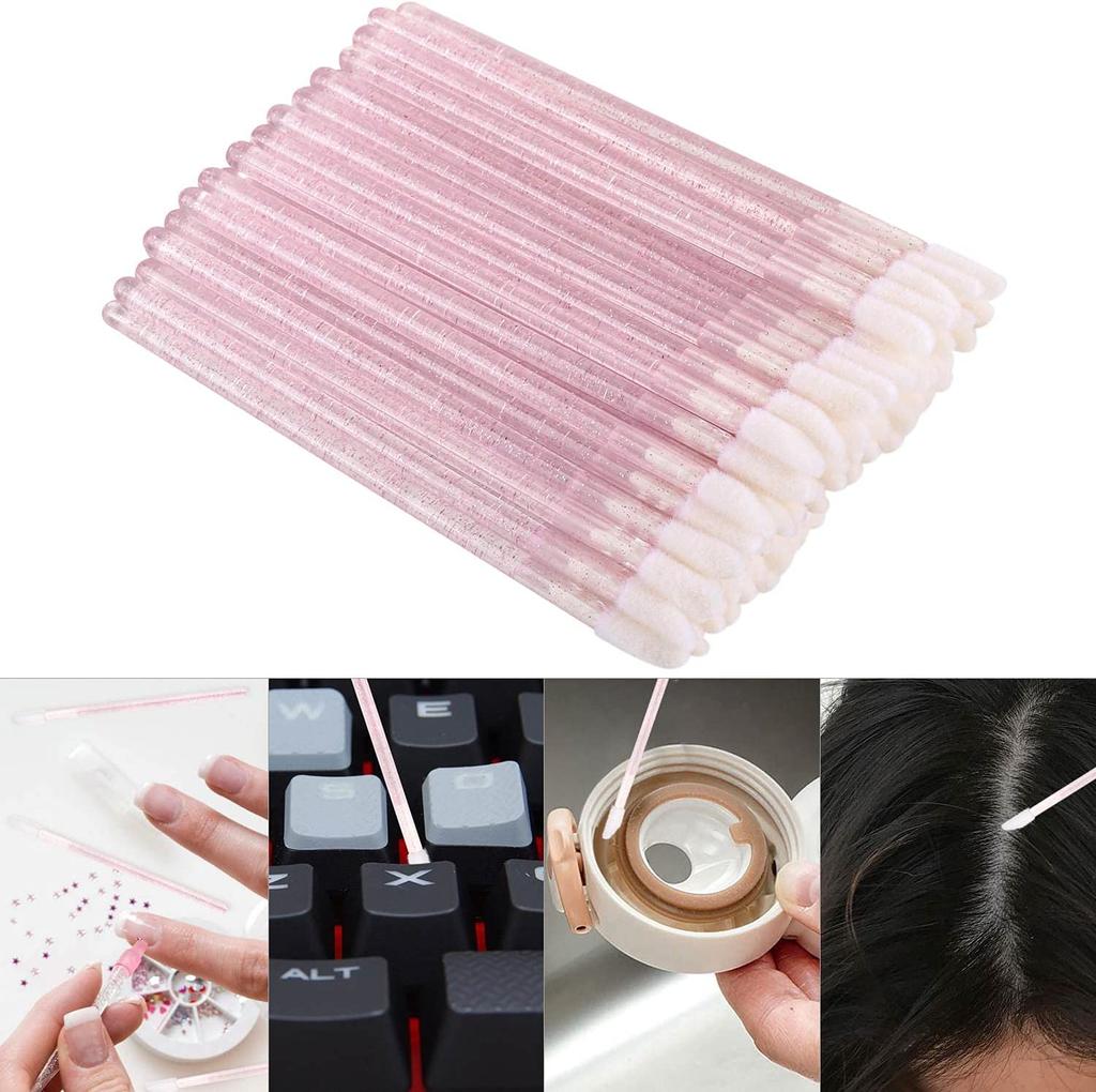 50 Disposable Lip Brushes, Lipstick Applicator, Lip Gloss Wands Pink Tbestmax