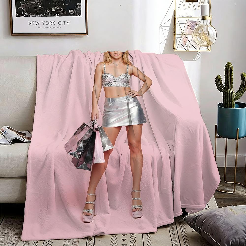 Singer Britney Spears Throw Lightweight 240g Flannel Blanket Soft Skin-friendly for Summer Cooling 75X95CM