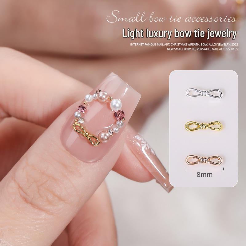 

2024 Christmas Wreath Zircon Mini Bow Nail Art Decorations