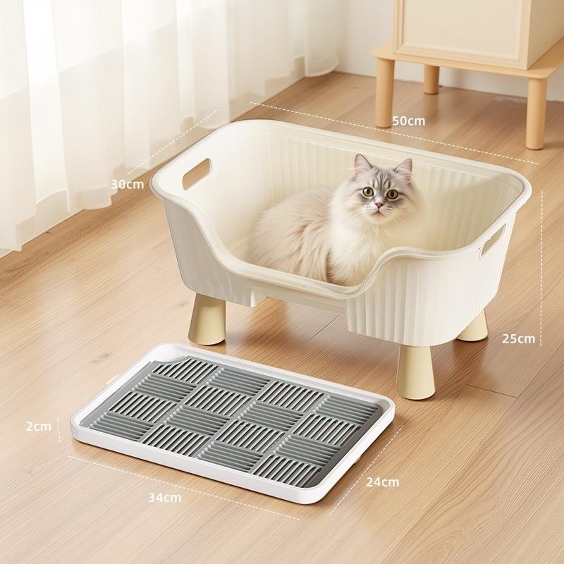 Prosta Półzamknięta Kuweta dla Kota o Dużej Pojemności Odporna na Zachlapania Z Podwyższeniem Miska do Czyszczenia Toalety dla Kota Artykuły dla Zwierząt