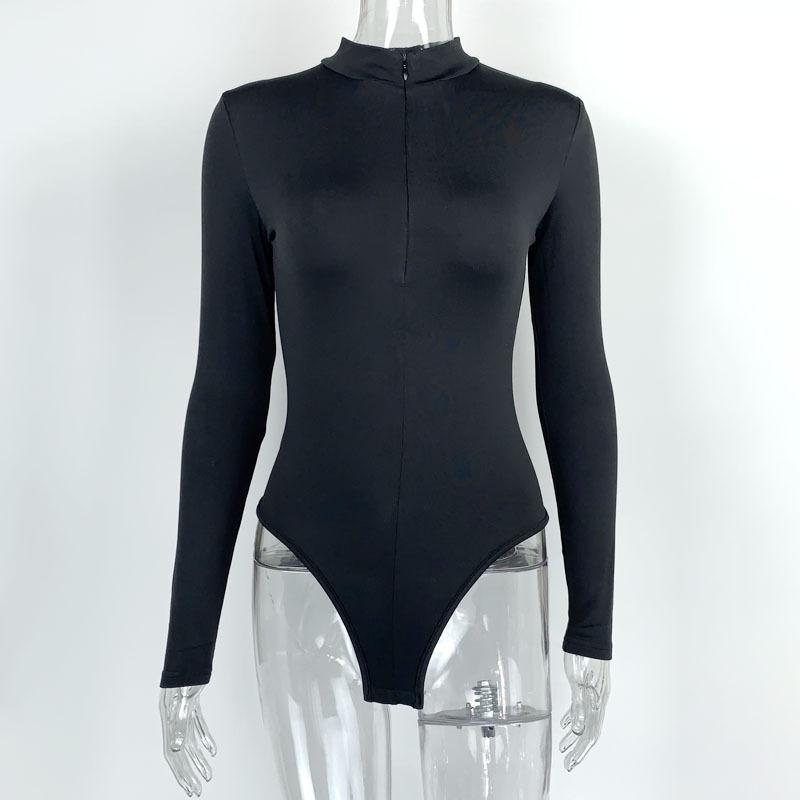 

GMXIA Осенне-зимние нижние женские модные боди из флиса с длинным рукавом на молнии M чёрный