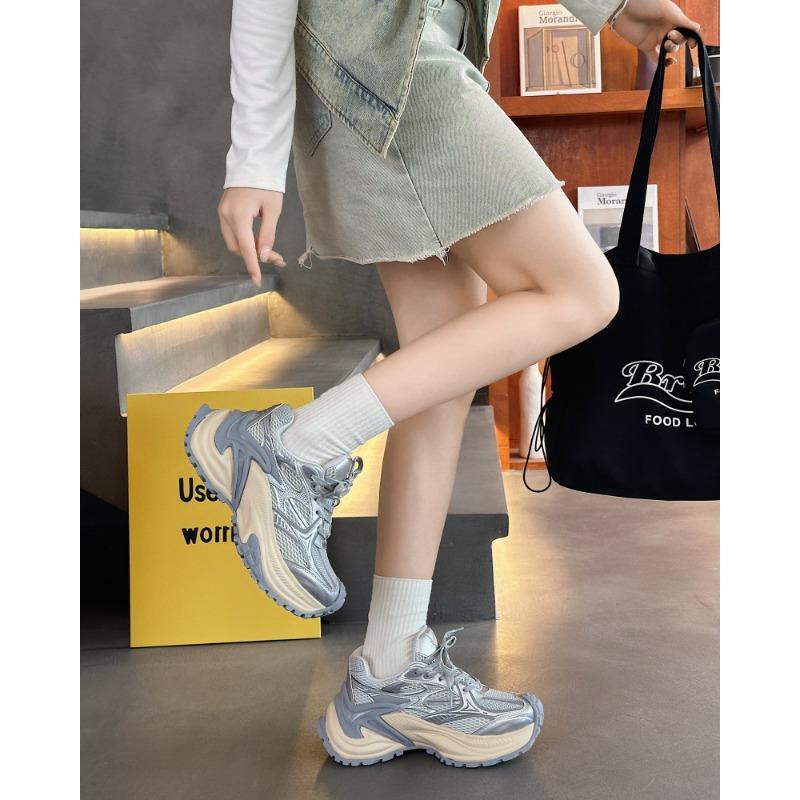 

Summer new rattlesnake dad shoes women s thick-soled heightened mesh thin black fried street casual sneakers 35