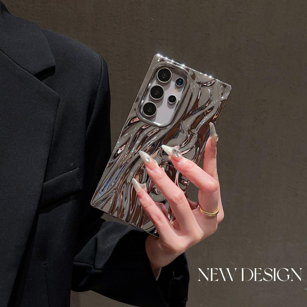 3D Pleated Electroplated Solid Color Drop-Proof Phone Case for Samsung S25 Ultra/S24 Plus/S23