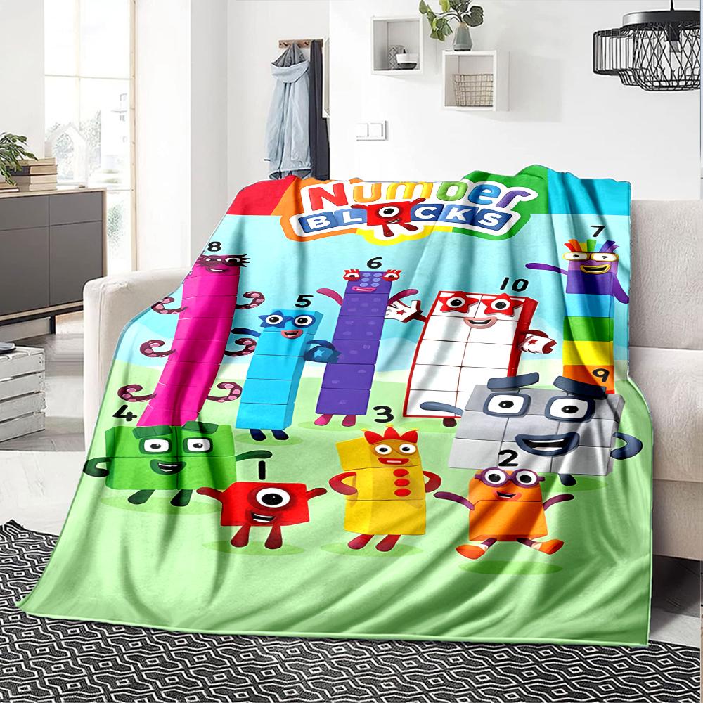 Numberblocks Theme Printed Blanket - Perfect for Couch, Bed, Travel & Outdoor Use | Machine Washable, Cozy & Durable.