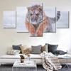 5 Pieces Canvas Wall Arts Animals Poster And Picture Painting  Siberian Tiger Snow Winter Wallpaper Home Decor Living Room Mural No Frame