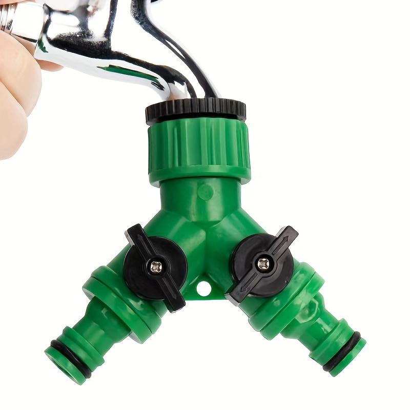 2-Way Water Hose Tap Splitter With Quick Connector And Y Type Adapter For Garden Faucet - Dual-Purpose Connectors For Yard Use