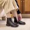 Johnature Thick And Warm Cotton Shoes Women's Winter Genuine Leather Anti Slip Low Heel Plush Short Boots