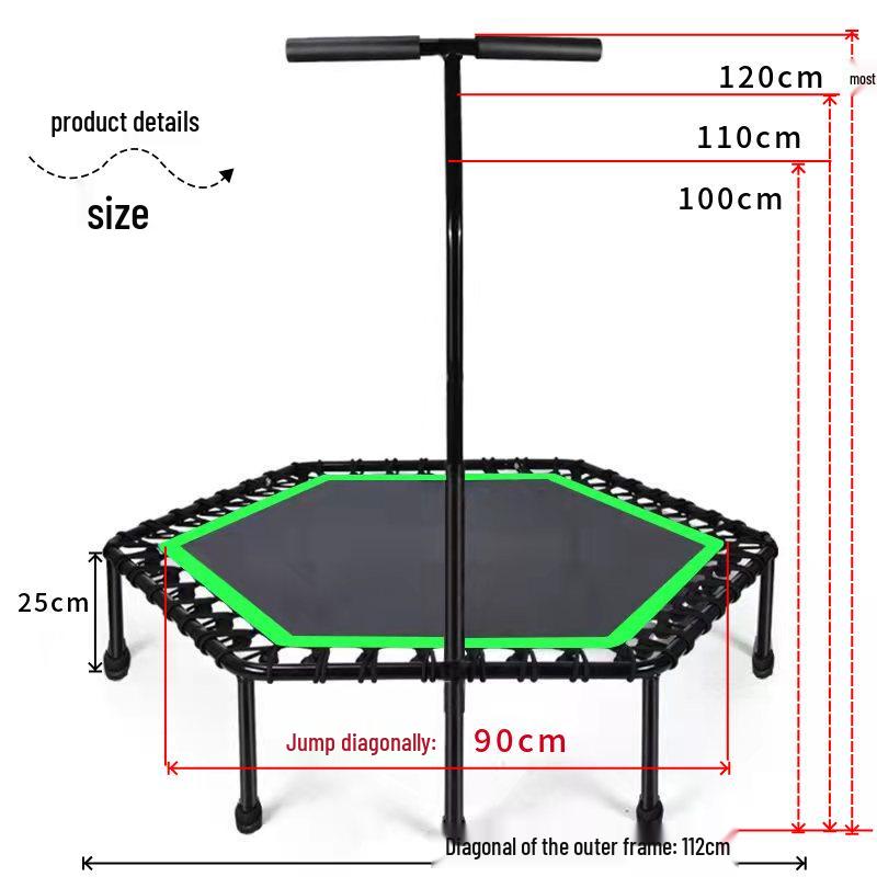 Indoor/Outdoor 45-Inch Hexagonal Trampoline for Adults - Fitness Bouncing Bed In Stock