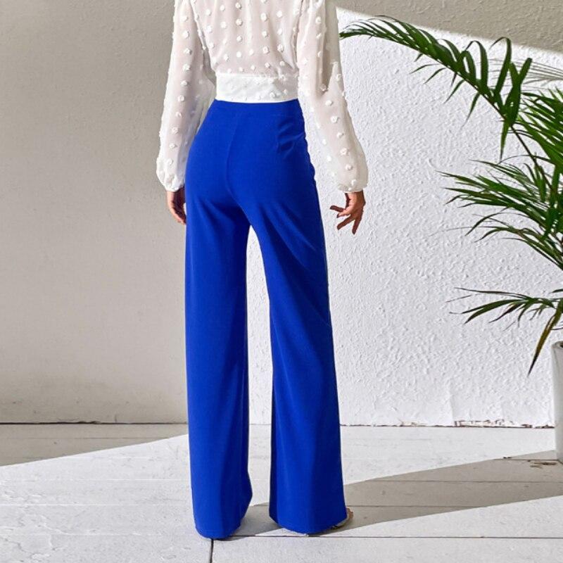 Office-lady High Waist Wide Leg Pants Fashion Summer Casual Loose Pants Women Trousers Slim Solid Pantalon Femme Pants 25915