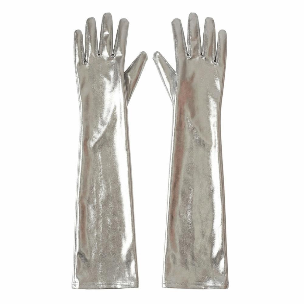 Solid Color Long Gloves Hip Hop Etiquette Mittens Fashion Patent Leather Gloves Photography Props
