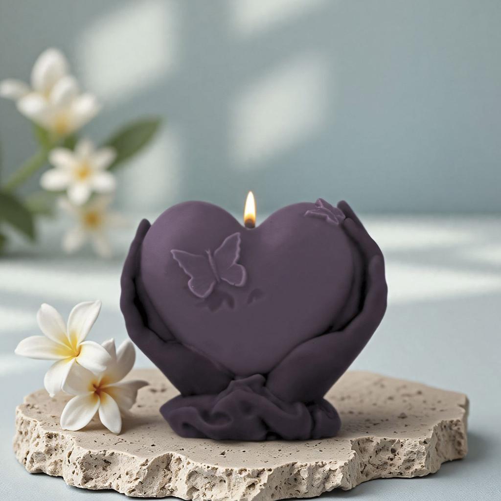Heart Shape Silicone Candle Molds for Epoxy Resin Candle Soap Holding Heart In Hand Silicone Molds for Gypsum Decoration