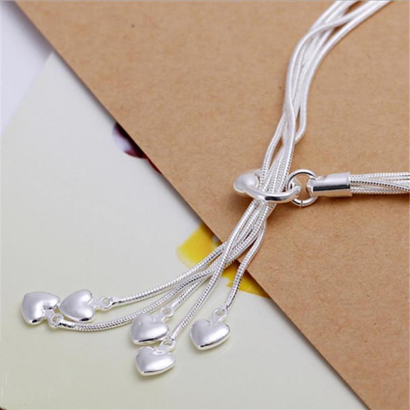 Bracciali Vintage a Catena Serpente da Ragazza Gioielli Femminili Cuore Argento 925 Bracciali per Donne Accessori di Compleanno Trendy