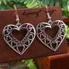 Ethnic Alloy Love Heart Drop Earrings for Women Girls Party Holiday Jewelry Gifts