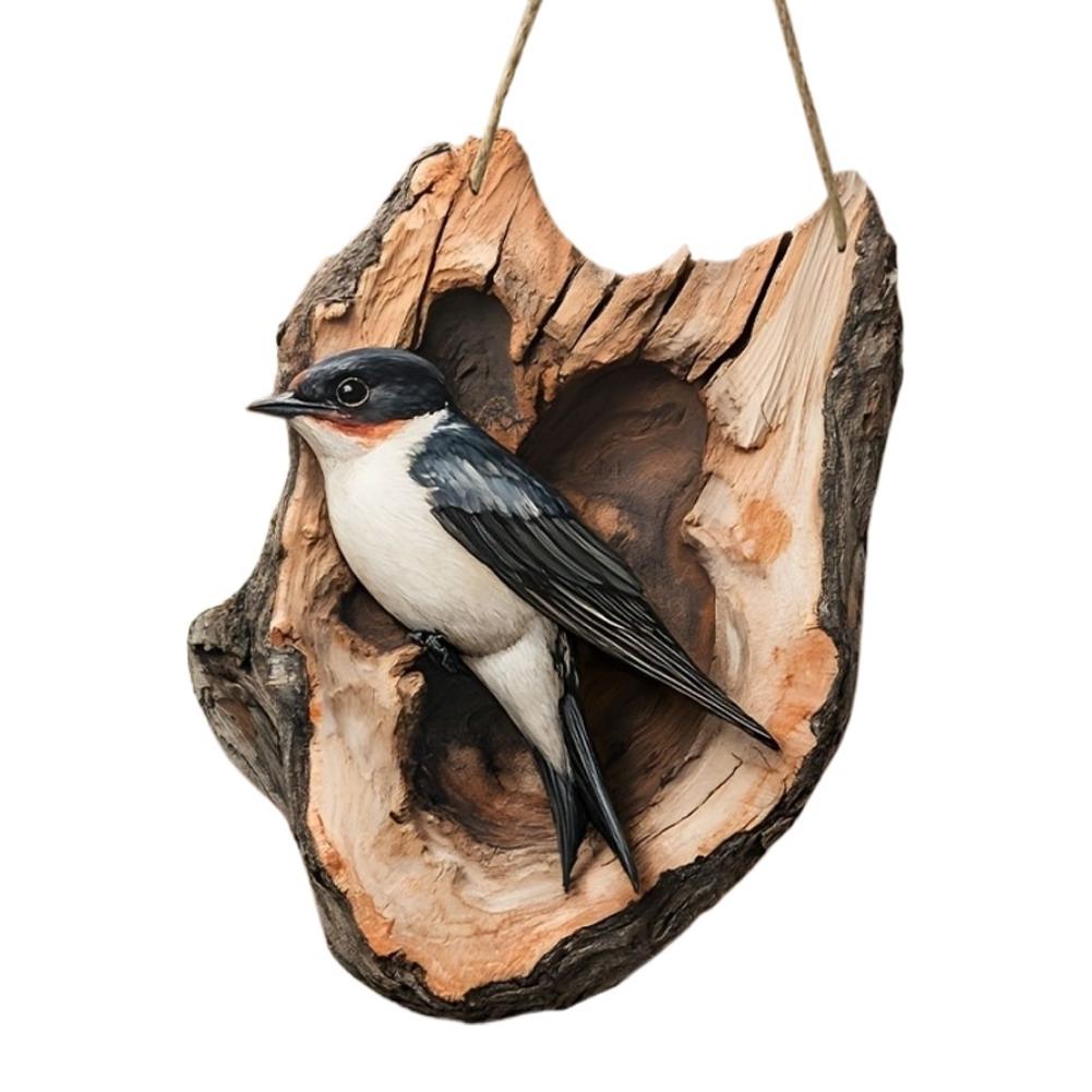 Segno di Uccello in Legno Vintage Scatola Fatta a Mano in Bosso Pettirosso Decorazione da Parete Rustica Fattoria Animale del Bosco Ornamento da Appendere per Casa Stanza dei Bambini
