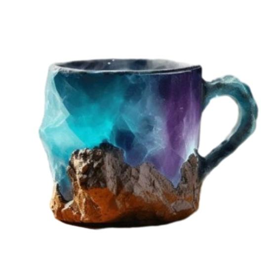 Fake Mineral Crystal Coffee Mug with Ergonomic Handle 11 Ounces Handcrafted 3D Mineral Rock Cup Tea Milk Water Drinking Cup