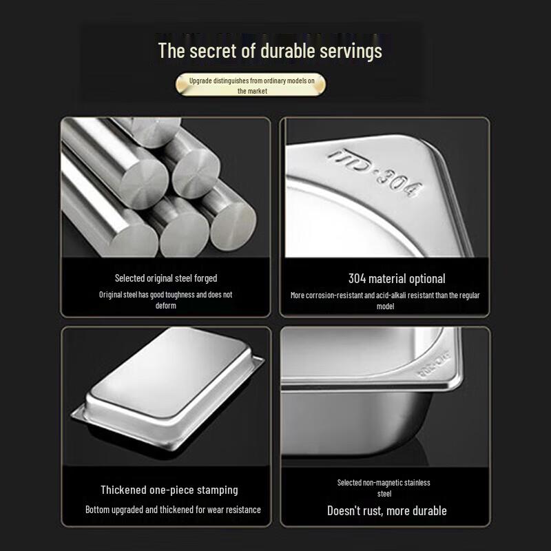 304 Stainless Steel Commercial Food Pan with Lid