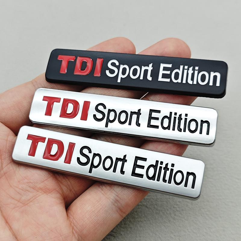 YKPSC1 3D Metal Red TDI Sport Edition Logo Turbo Car Letter Sticker Emblem Chrome Badge Decals For VW Polo Golf TT JETTA GTI Touareg