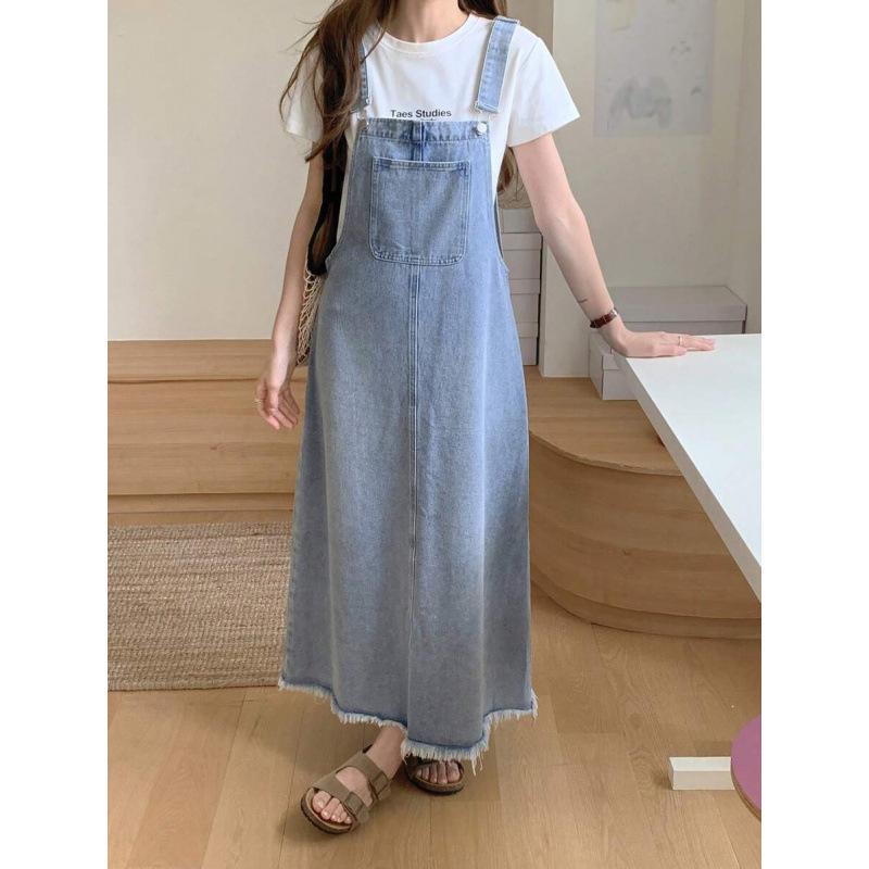 

Tall Slim Denim Overall Dress - Enhances Height and Slimming Effect M